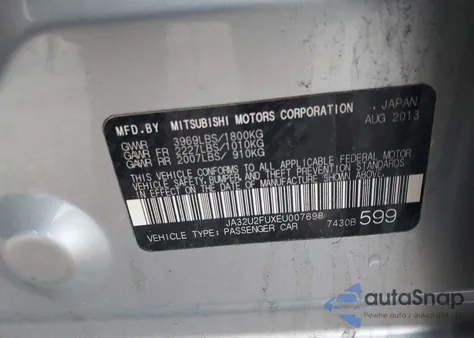 2014 Mitsubishi Lancer Es из США, поврежденный, VIN JA32U2FUXEU007698